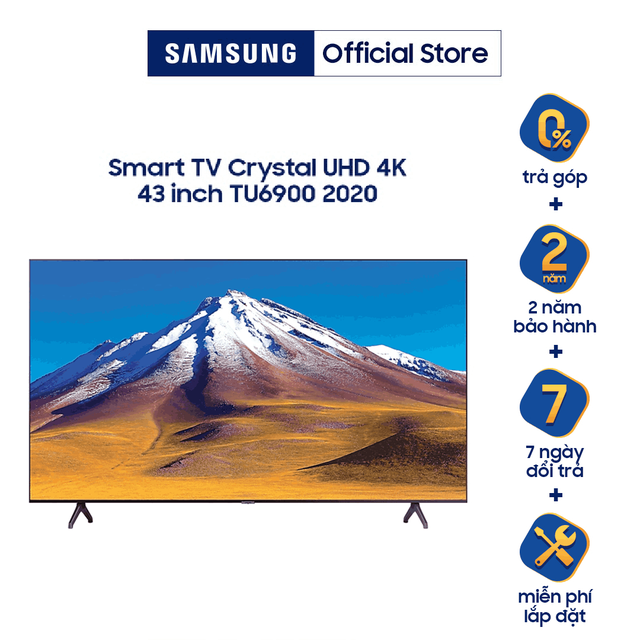 [Mã SAMAPR giảm 5% đơn 4TR5] Smart Tivi Samsung Crystal UHD 4K 43 inch UA43TU6900KXXV - Model 2020 - Miễn phí lắp đặt