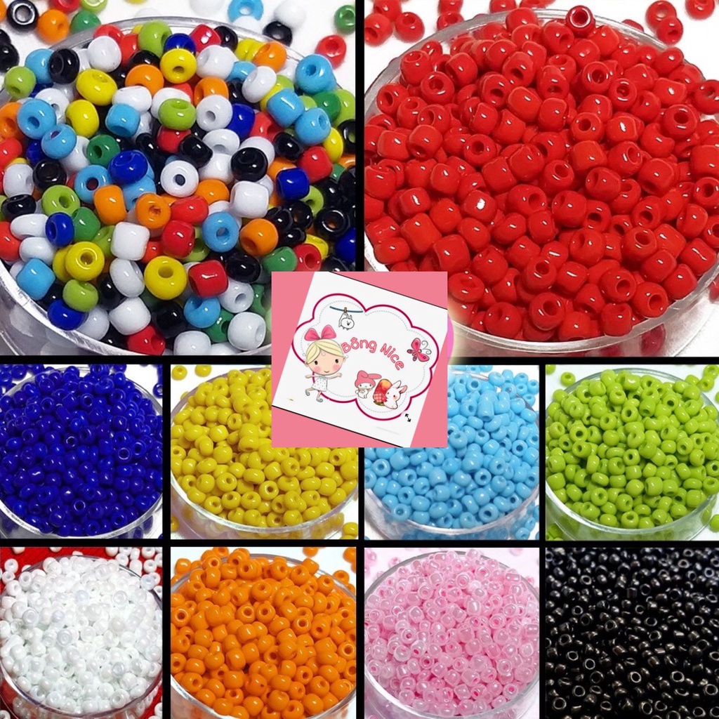 Gói 50gr (Khoảng 300-1000 hạt) Hạt sâu nhẫn, vòng đủ màu cỡ 2mm, 3mm - Nguyên liệu làm đồ Handmade Giá Tốt
