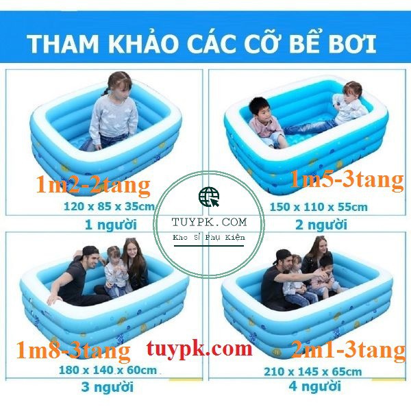 Bể bơi cho bé | Hồ bơi cho bé 1m8 3 TẦNG | Hàng loại 1- TẶNG BỘ VÁ PHAO