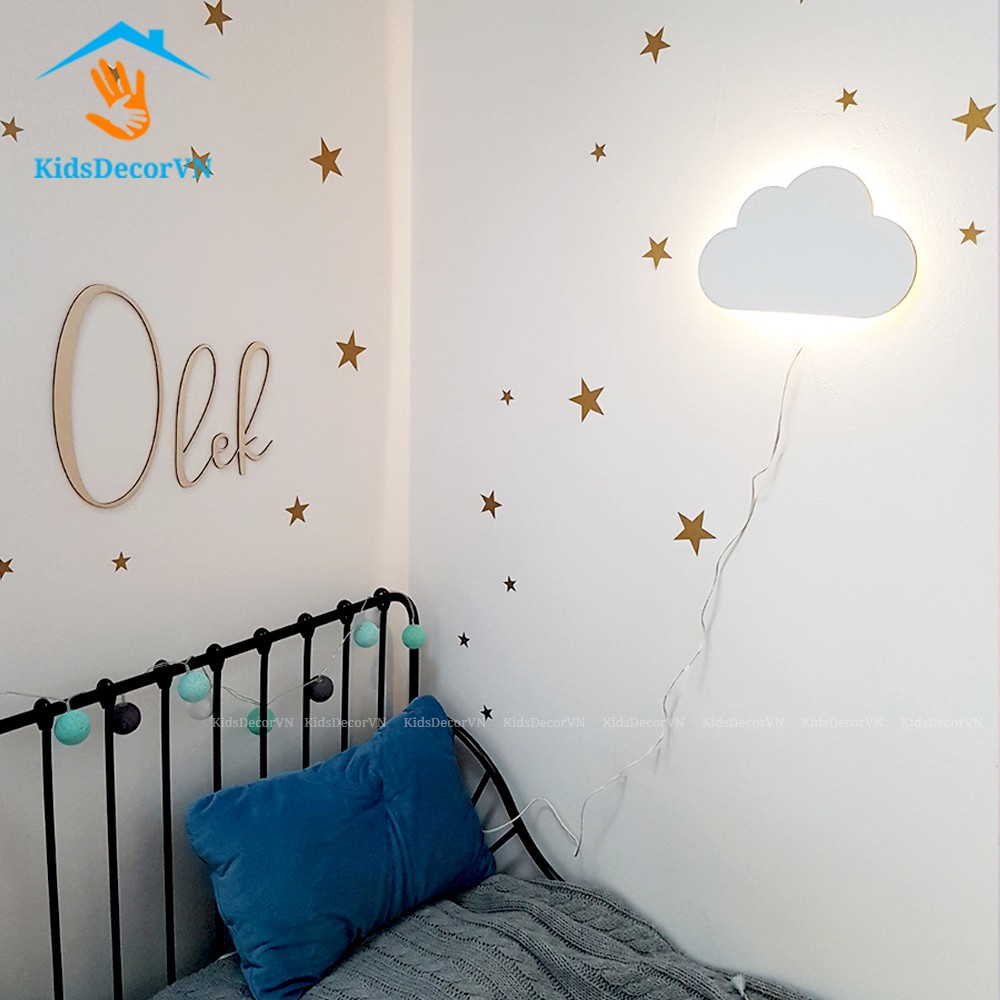 Đèn ngủ cho bé hình đám Mây cloud lamp, đèn ngủ led điều khiển từ xa treo tường trang trí phòng trẻ em kidsdecorvn