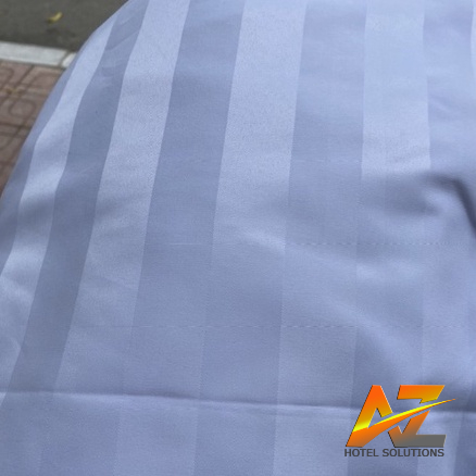 Ga chun vải Poly  kẻ 3cm  màu trắng  giá siêu rẻ cho nhà nghỉ khách sạn
