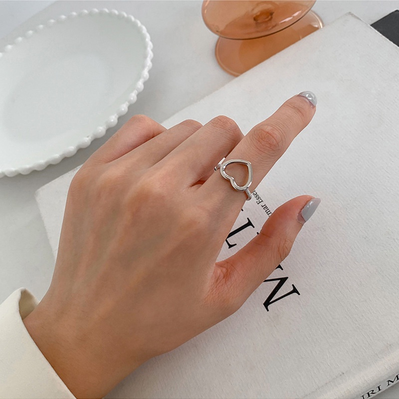 IF ME Bộ 2 Nhẫn Mở Mạ Bạc Hình Trái Tim Thời Trang Cho Nữ