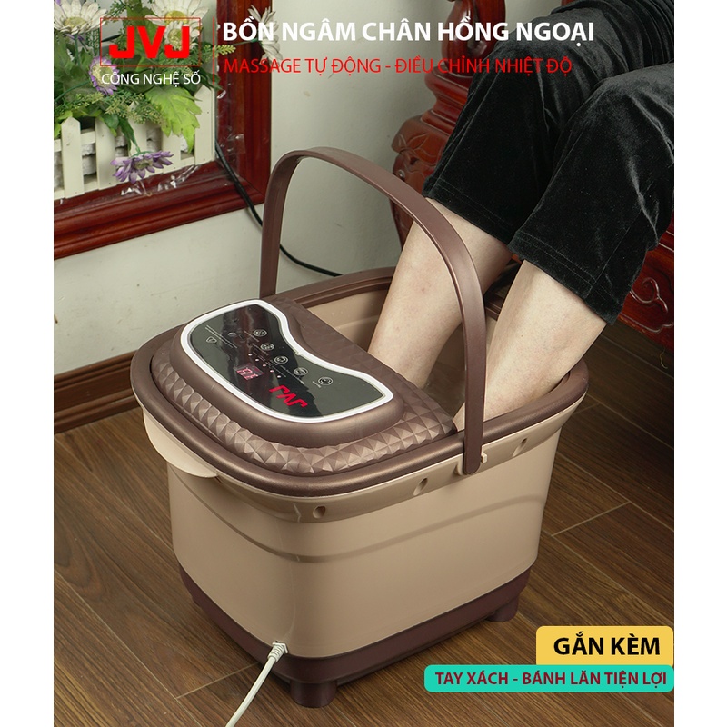 [Freeship 100k] Bồn ngâm chân có Tiếng việt 2021 JVJ B2 massage tự động bằng con lăn, Sục khí,hồng ngoại - Bảo hành 12T