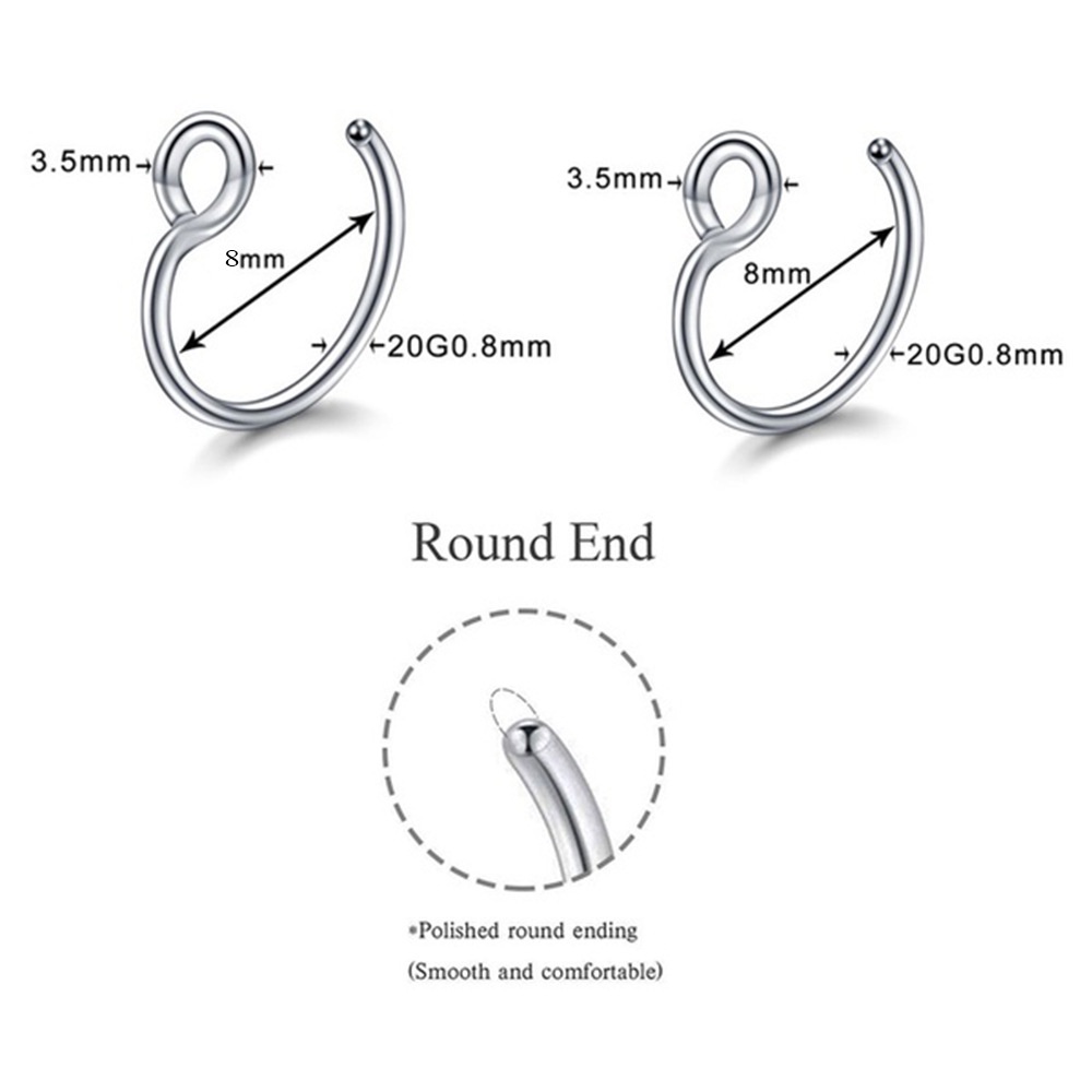 Khuyên Mũi Kẹp Nostril Cánh Mũi Khuyên Môi Không Cần Xỏ Lỗ Thép Titan Không Gỉ