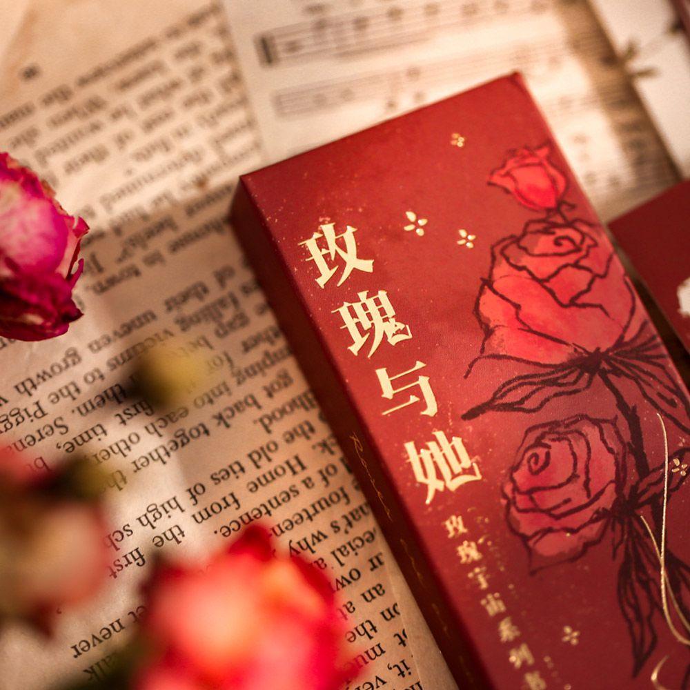 Hộp 30 Thẻ Giấy Đánh Dấu Trang Sách Hình Hoa Hồng Vũ Trụ Sáng Tạo