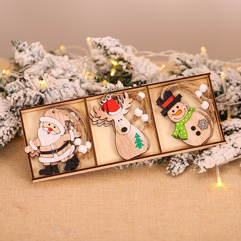 Set 9 Đồ trang trí Ông Già Noel / Người Tuyết / Tuần Lộc Hoạt Hình Trang Trí Cây Thông Giáng Sinh