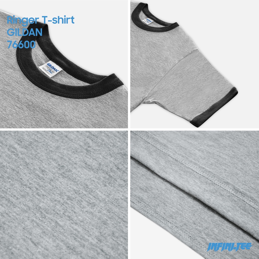 Áo thun INFINITEE Gildan Tay Viền - 76600 Premium Cotton - Adult Ringer T-Shirt