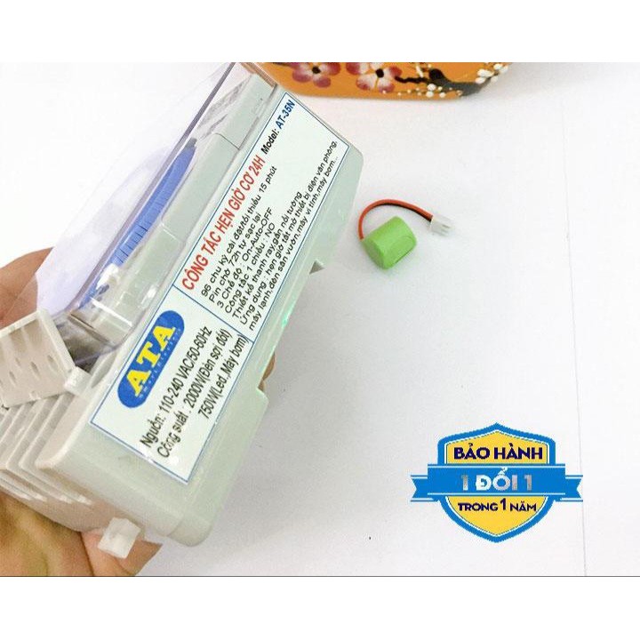 Công tắc hẹn giờ cơ 24H ATA 35N có pin dữ trữ 300 giờ