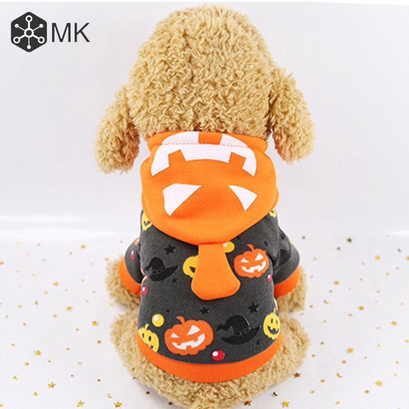 Áo hoodie họa tiết bí ngô Halloween cho thú cưng