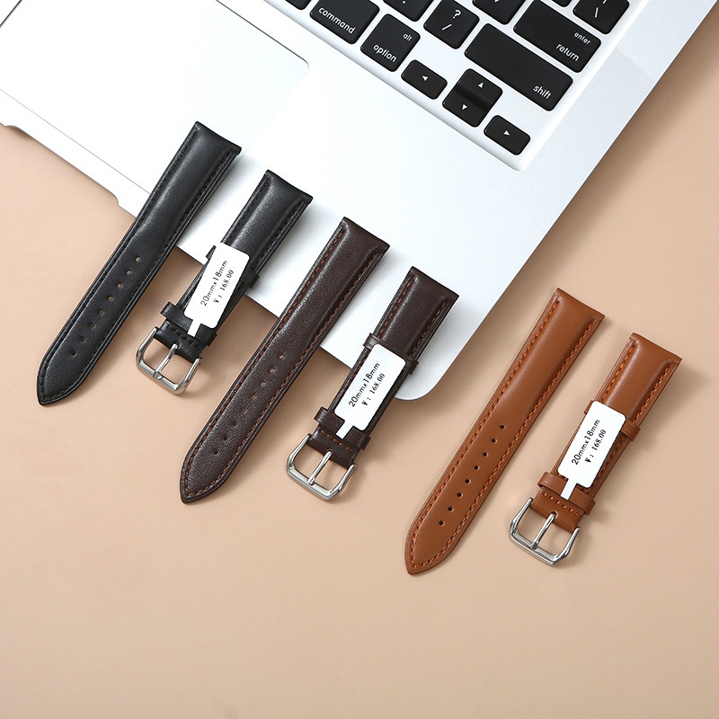 [HÀNG NHẬP] Dây Da Đồng Hồ Da Bò mặt cật  Mềm mại chống thấm nước BO-34 nhiều size 12 14 16 18 20 22 24mm