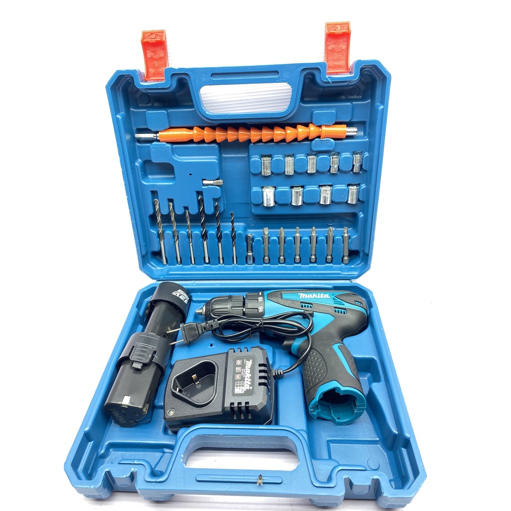 MÁY KHOAN PIN 12V MAKITA TẶNG KÈM PHỤ KIỆN HỘP VALI NHỰA