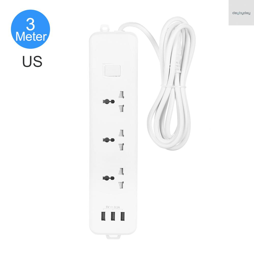 Ổ Cắm Điện Có Dây Dài 3m 3 Cổng Usb