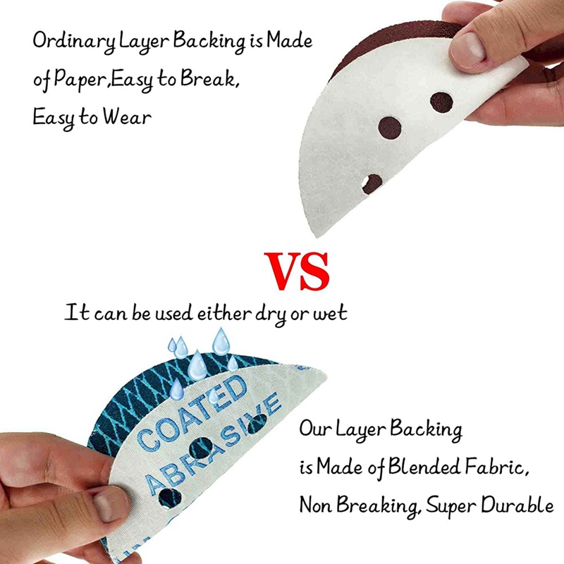 Set 70 Đĩa Giấy Nhám 5 Inch 8 Lỗ 320 Grit Chống Chặn Dùng Làm Giấy Nhám