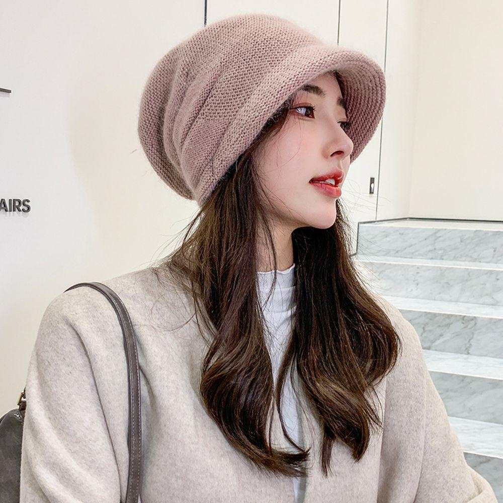 Lay Mũ Beanie Lông Thỏ Dày Dặn Giữ Ấm Mùa Thu Đông