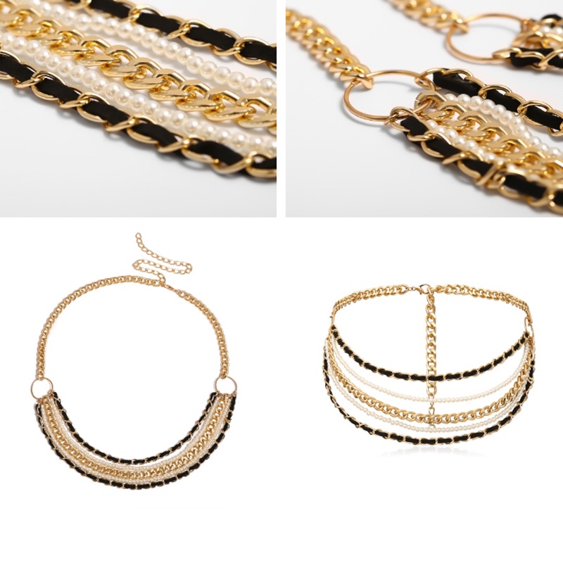 Thắt Lưng Nhiều Lớp Đính Hạt Ngọc Trai Phong Cách Retro Cho Nữ