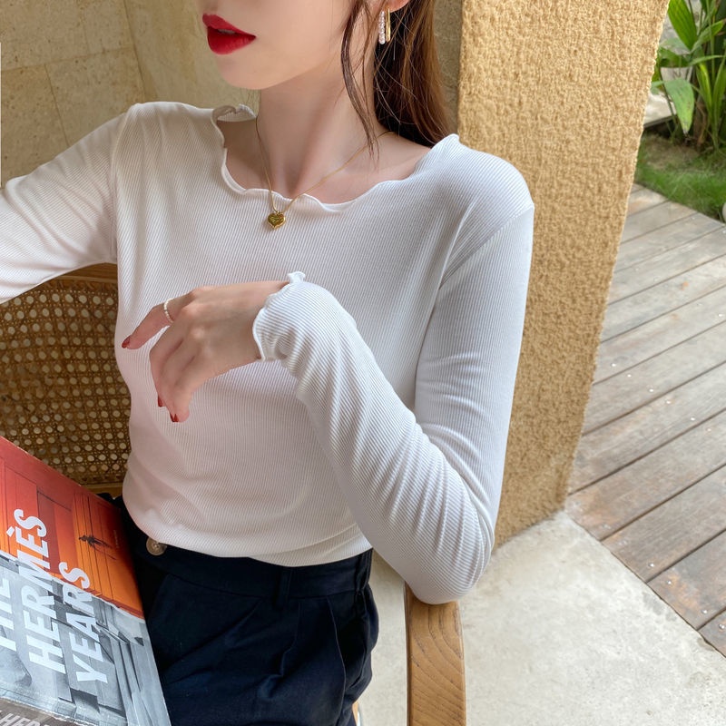 Áo thun BH tay dài màu trơn thiết kế đơn giản thời trang cho nữ