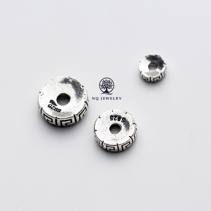 Charm bạc chặn hạt họa tiết hoa văn 5mm, 6mm, 8mm