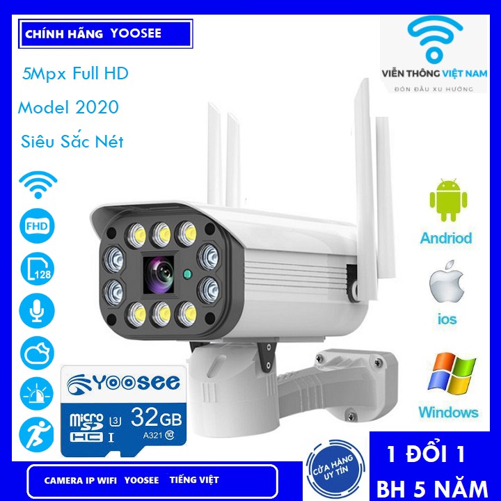 Camera Yoosee Ngoài Trời 4 Râu 10 Led 4.0Mpx Full HD 1296Pixel Bảo Hành 60 Tháng