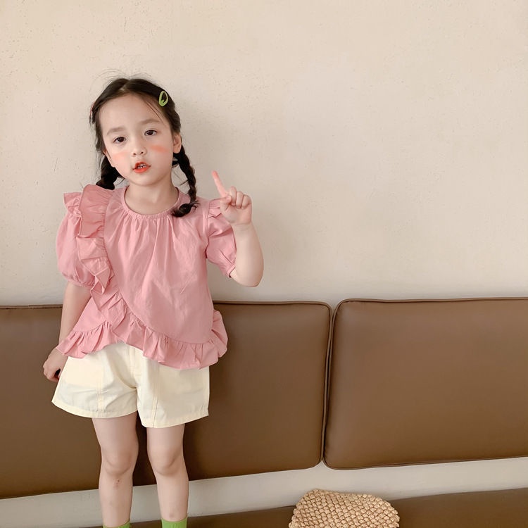 Áo Sơ Mi Tay Phồng Dễ Thương Phong Cách Hàn Quốc Phương Tây Dành Cho Bé Gái