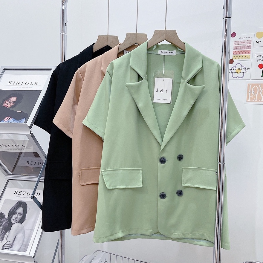 Áo blazer nữ ngắn tay dáng dài nhiều màu - Vest nữ trẻ trung, năng động