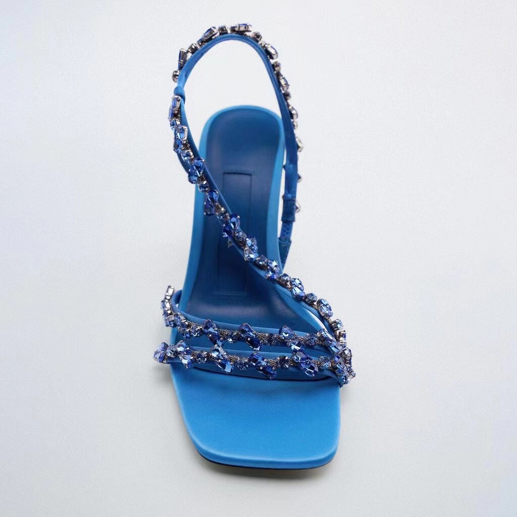 Xăng Đan Cao Gót Zara Quai Xỏ Hạt Thiết Kế Dễ Thương