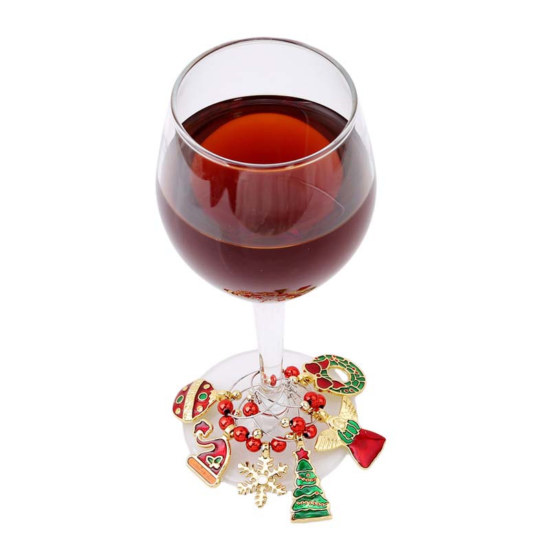 Christmas Wine Glass Ring Wine Glass Pendant Wine Glass Decorations Charm Table Decoration