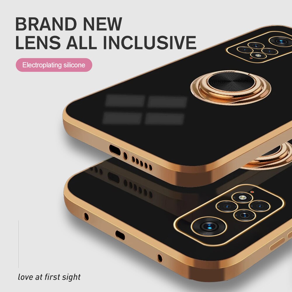 Redmi Note 11 4G Magnetic Stand Protective Case For Xiaomi Redme Note11 11Pro Note 11S 11T 11 S T Plating Silicone Cover Fundas