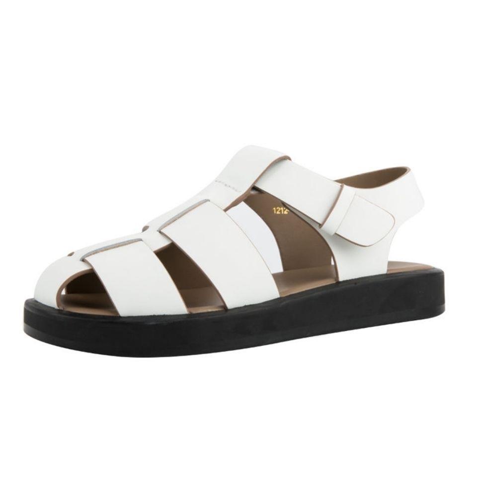 Giày sandal đế dày chất liệu da mềm phong cách mùa hè thời trang cho nữ