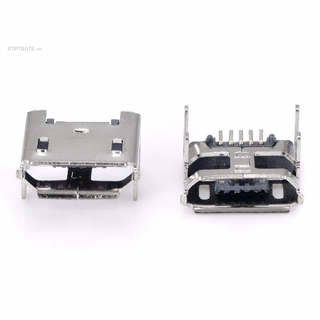 PTPTRATE ★10Pcs Micro USB Type B 5pin Female Socket 4 Vertical Legs Soldering Connectors