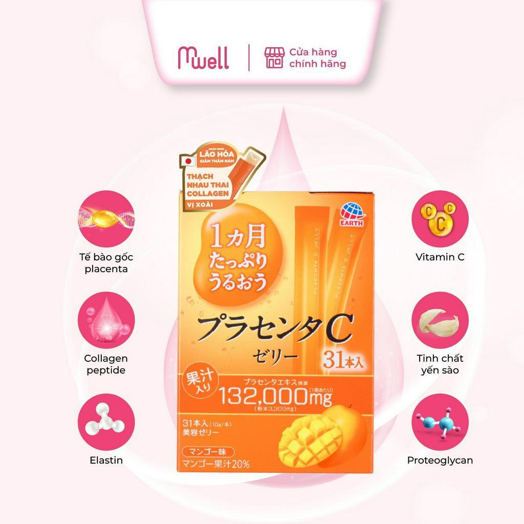 Thạch Collagen Placenta Vitamin C Jelly Nhật Bản tái tạo tế bào da tổn thương xóa nhăn mờ sẹo rỗ thâm nám