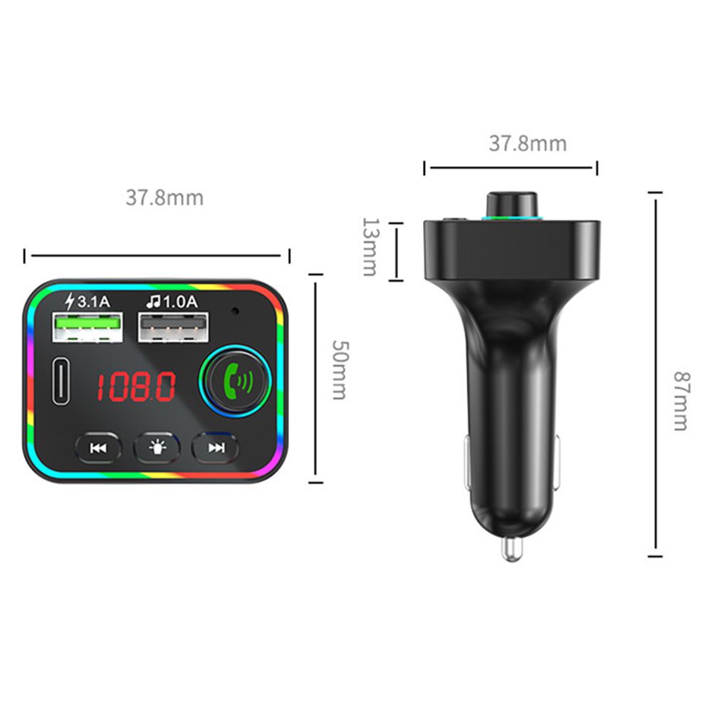 Máy phát MP3 Bluetooth 5.0 không dây rảnh tay 2 cổng usb sạc nhanh Aux hỗ trợ thẻ TF Cd USB Type C