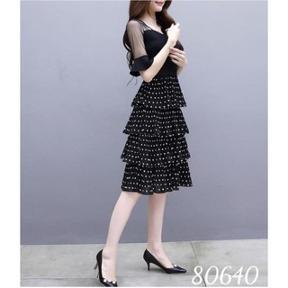 80640 mẫu mới may đầm voan bi bốn tầng
