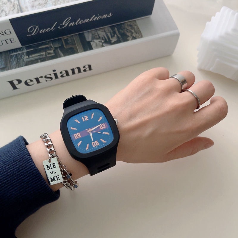 Đồng Hồ Đeo Tay Mặt Vuông Màu Sắc Thanh Lịch Dành Cho Nam Và Nữ