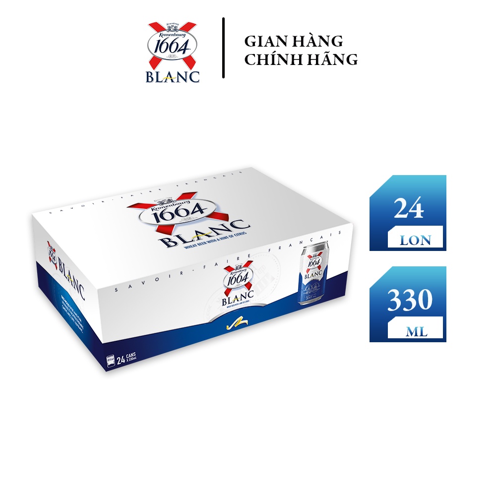 Combo 02 Thùng Bia Kronenbourg 1664 Blanc - Thùng 24 lon 330ml