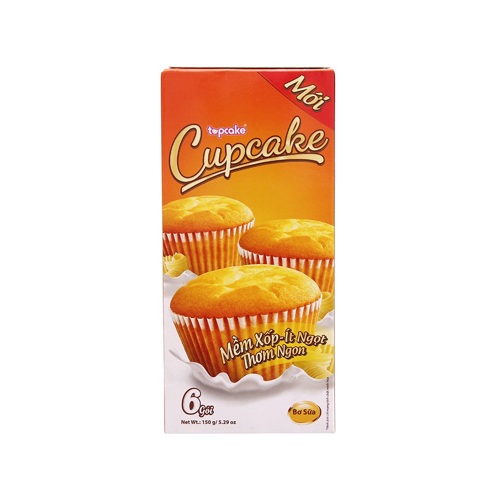 Bánh bông lan vị Bơ sữa, Cốm Cupcake hộp 150g,300g (6 cái)