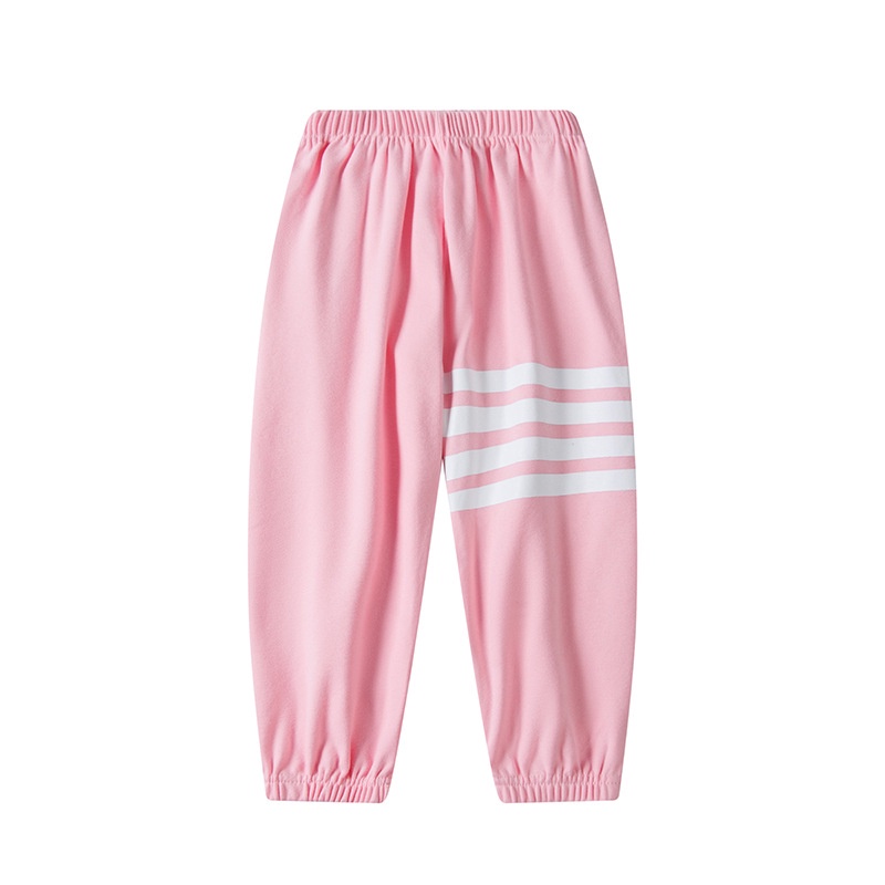 Quần âu YAOEENH chà nhám họa tiết bốn sọc thể thao dáng rộng bo chun cho bé trai và bé gái