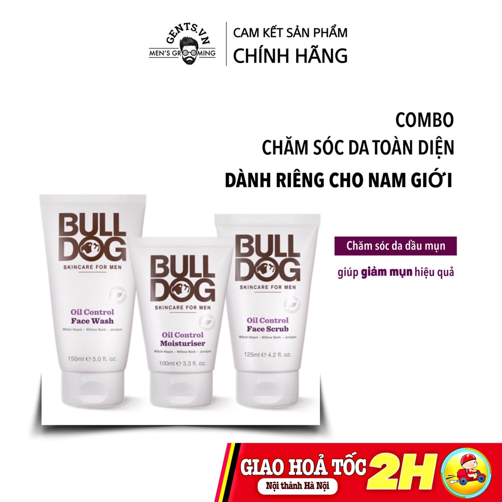 Bộ chăm sóc da dầu mụn cho nam Bulldog Skincare Oil Control gồm sữa rửa mặt