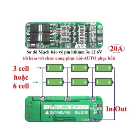 Mạch BMS bảo vệ và cân bằng pin Lithium 4S 16.8V 100A, 3S 12.6V 20A 18650 li ion