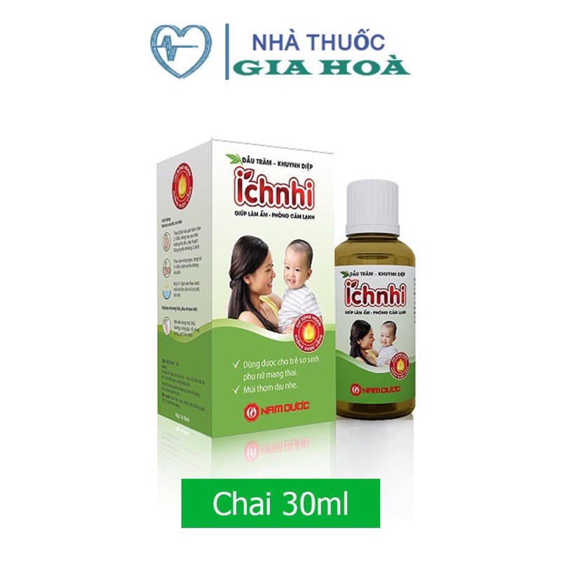 Tinh dầu tràm khuynh diệp Ích Nhi phòng cảm, ho, nghẹt, sổ mũi, đau đầu, côn trùng, muỗi đốt, an toàn trẻ sơ sinh