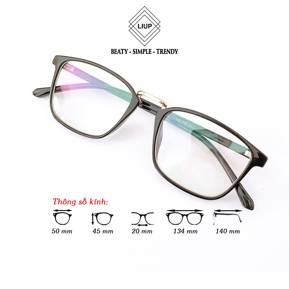 Gọng kính cận ombre nam nữ Liup eyewear mắt tròn, chống ánh sáng xanh, uv400 nhựa dẻo phối kim loại 19088