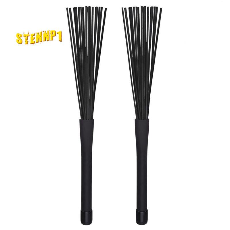 1 Pair Jazz Drum Brushes Retractable Drum Sticks 32 cm black