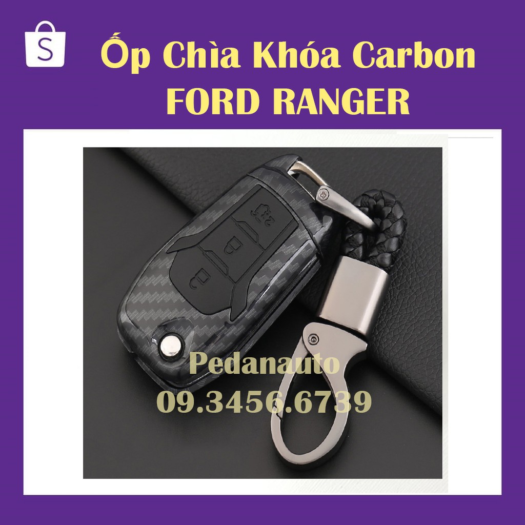 Ốp Chìa Khóa Carbon xe Ford Ranger XLT, Ranger Witrack loại cao cấp - Bản Chìa Gập.