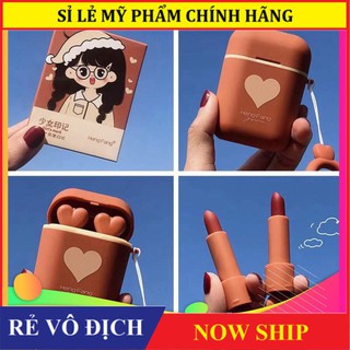 Set 2 son lì 2 màu HengFang hộp airpod siêu xinh - son tai nghe