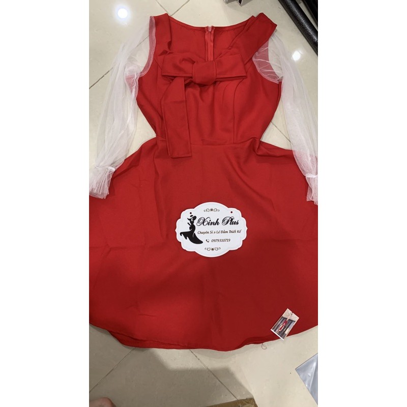 Đầm Noel xoè đỏ tay phối lưới đính sao tiểu thư | BigBuy360 - bigbuy360.vn