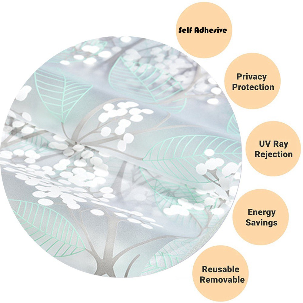 Miếng dán kính mờ chất liệu vinyl màu 3D cách nhiệt chống nắng trang trí cho cửa sổ/cửa kính phòng tắm/văn phòng