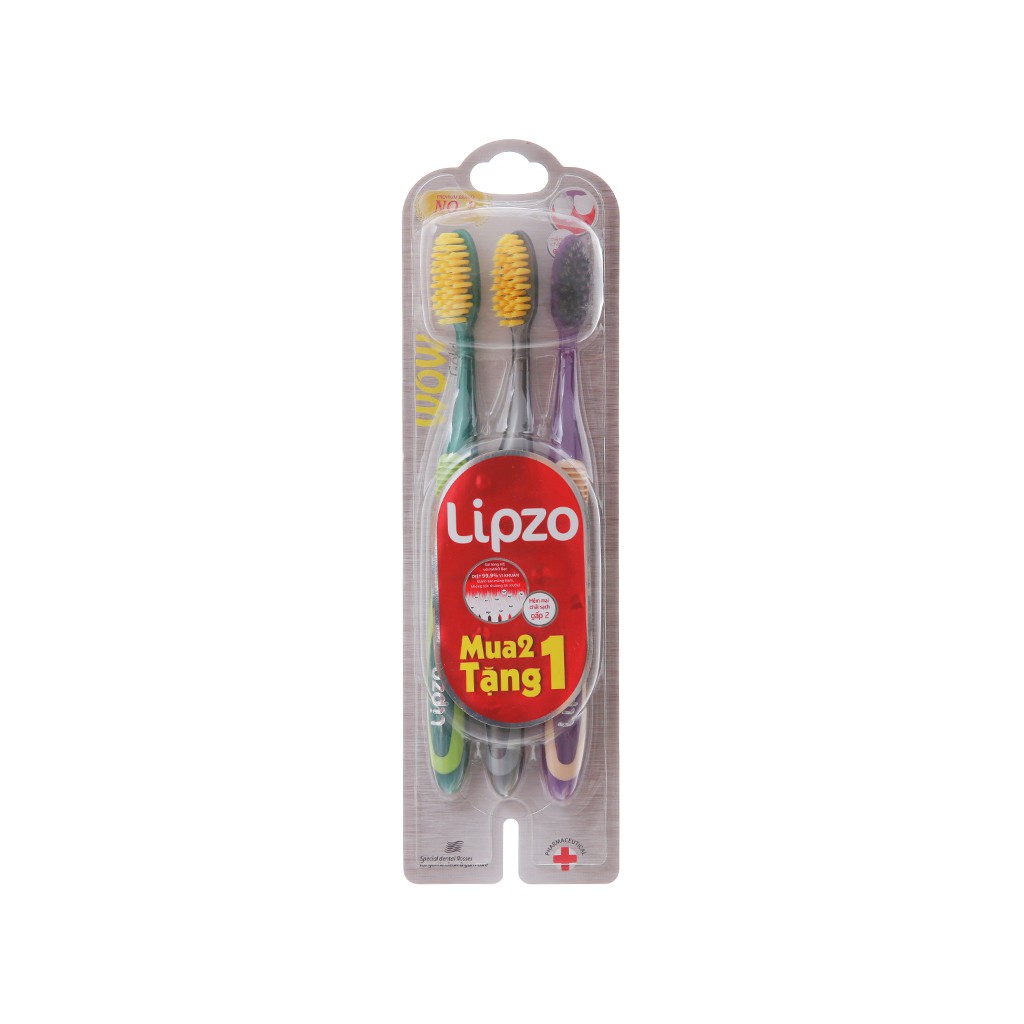 Bộ 3 bàn chải Lipzo Wow Gold lông chỉ tơ