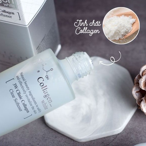 Nước Hoa Hồng Bổ sung Collagen 3W Clinic Collagen White Clear Softener Hàn Quốc 150ml