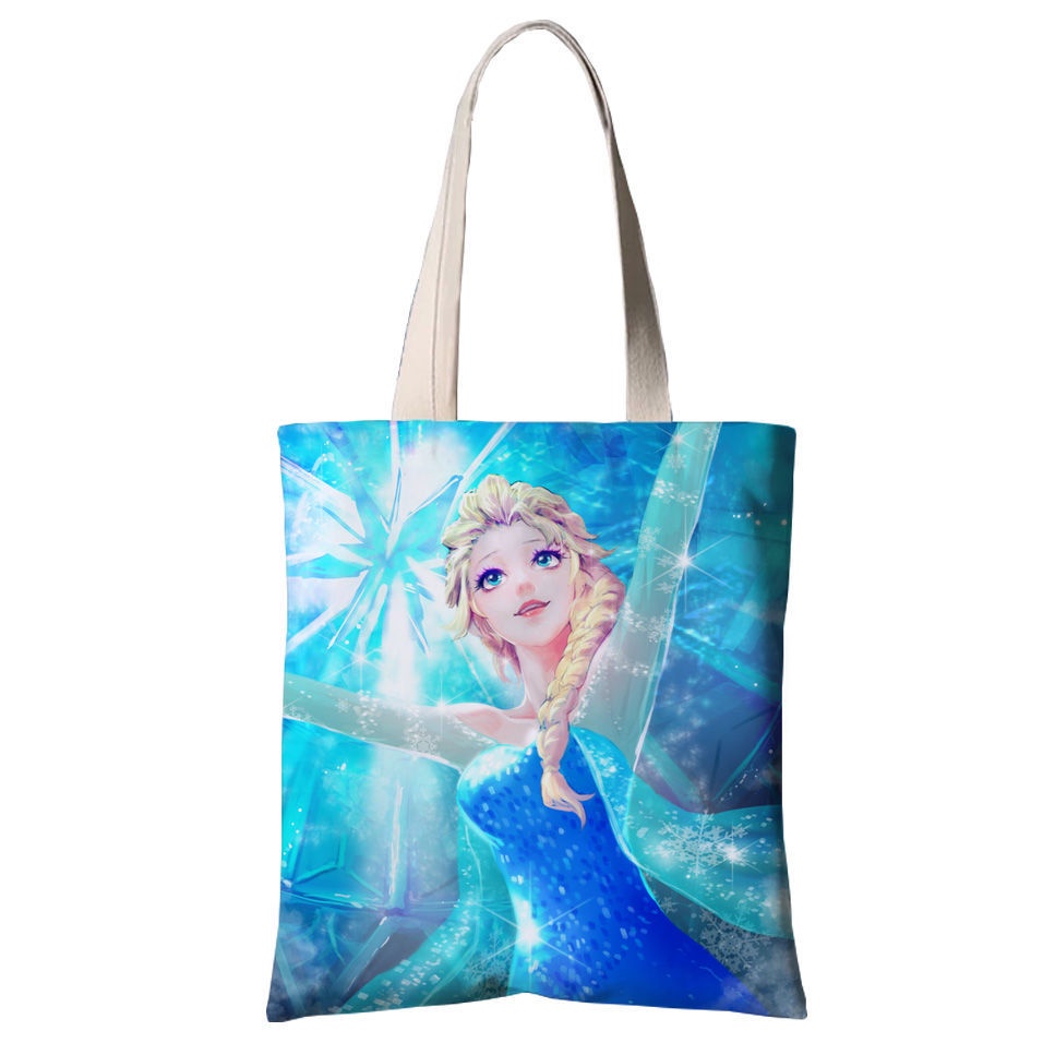 ♛Túi Đeo Vai Vải Canvas In Hoạt Hình Công Chúa Băng Giá Aisha Anna Merchandise Dành Cho Học Sinh