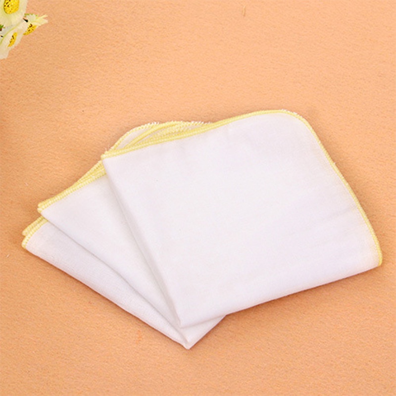 Khăn Tay Vải Gạc Hai Lớp Dày Dặn Hình Vuông Nhỏ Màu Trắng Dành Cho Bé