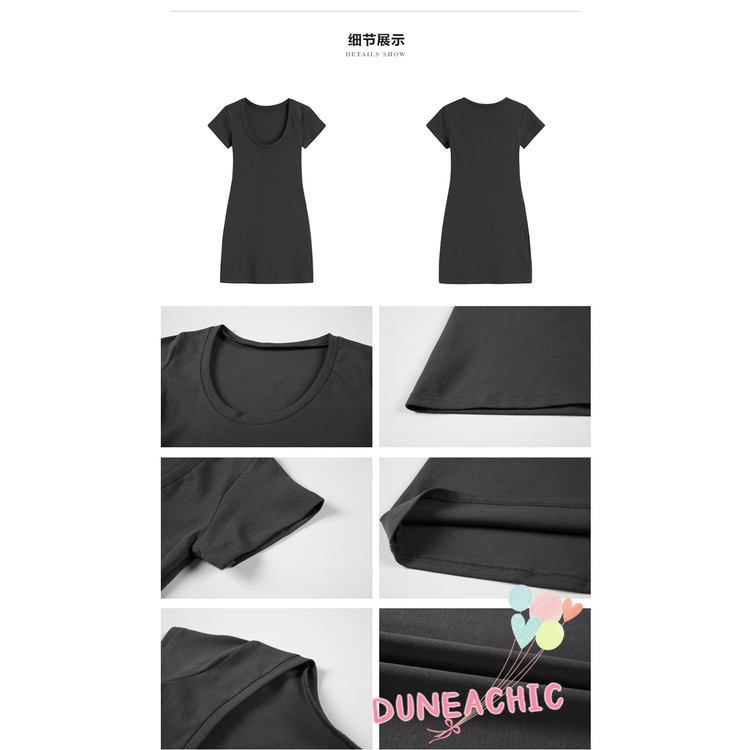 DUNEA Đầm Ngắn Tay Cổ Chữ U Lưng Cao Co Giãn Gợi Cảm Dành Cho Nữ